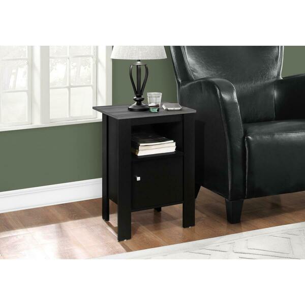 Daphnes Dinnette Night Stand Accent Table with Storage - Black & Grey Top DA3593929